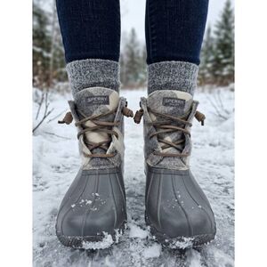 Sperry Duck Boots Gray Cream Sz 6
